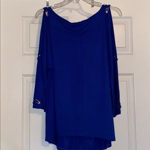 Royal blue cold sleeve blouse